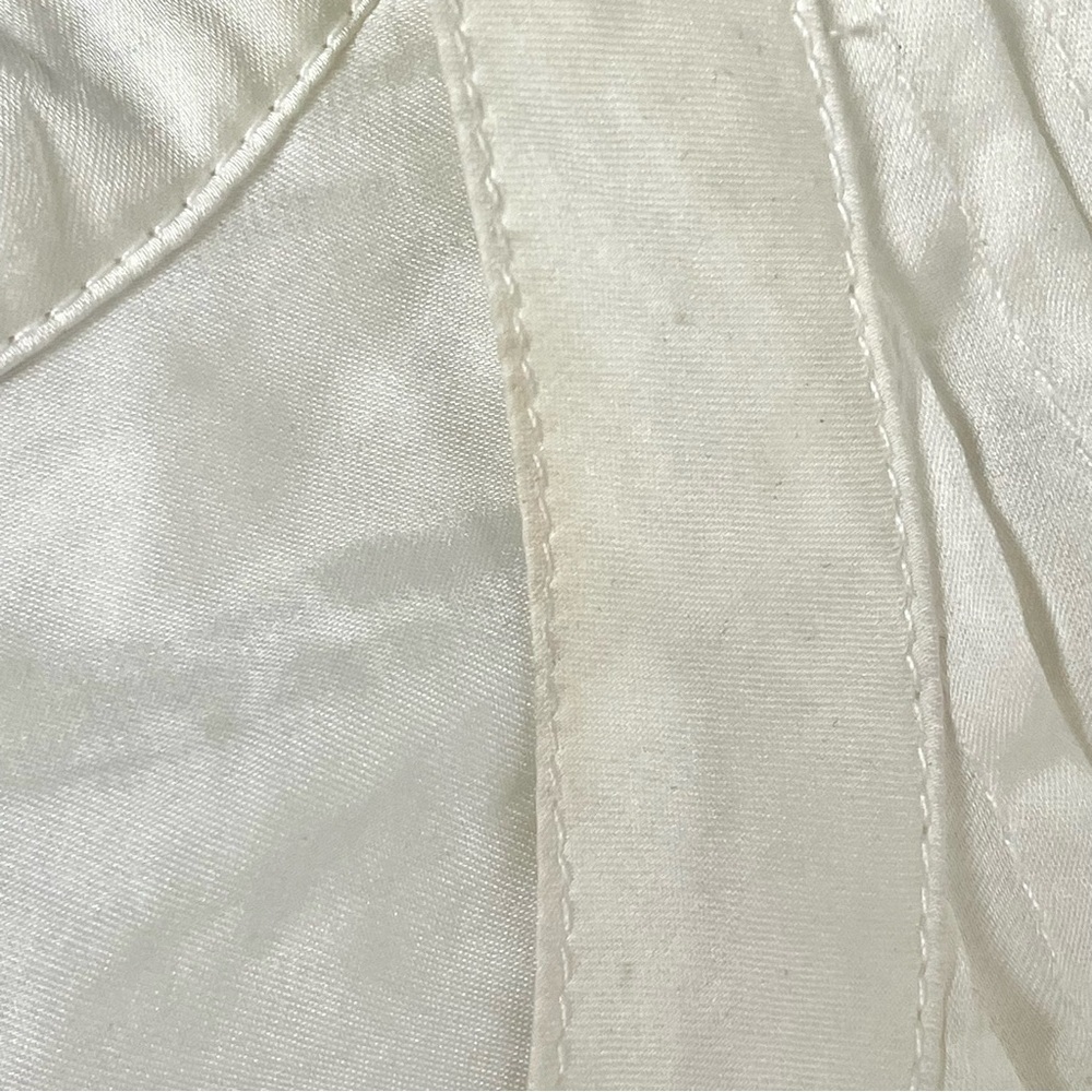 NWT DKNY Women Long Sleeve Blouse Ivory Sz S Button Down Shiny White Relaxed Fit - Picture 12 of 14
